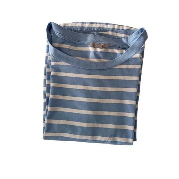 COS Striped 3/4 Sleeve Crew Neck Top Light Blue White Casual Size P - Picture 4 of 7